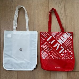 Lululemon Large Shopping Gift Bags - Set of 2 (1 white & 1 red)